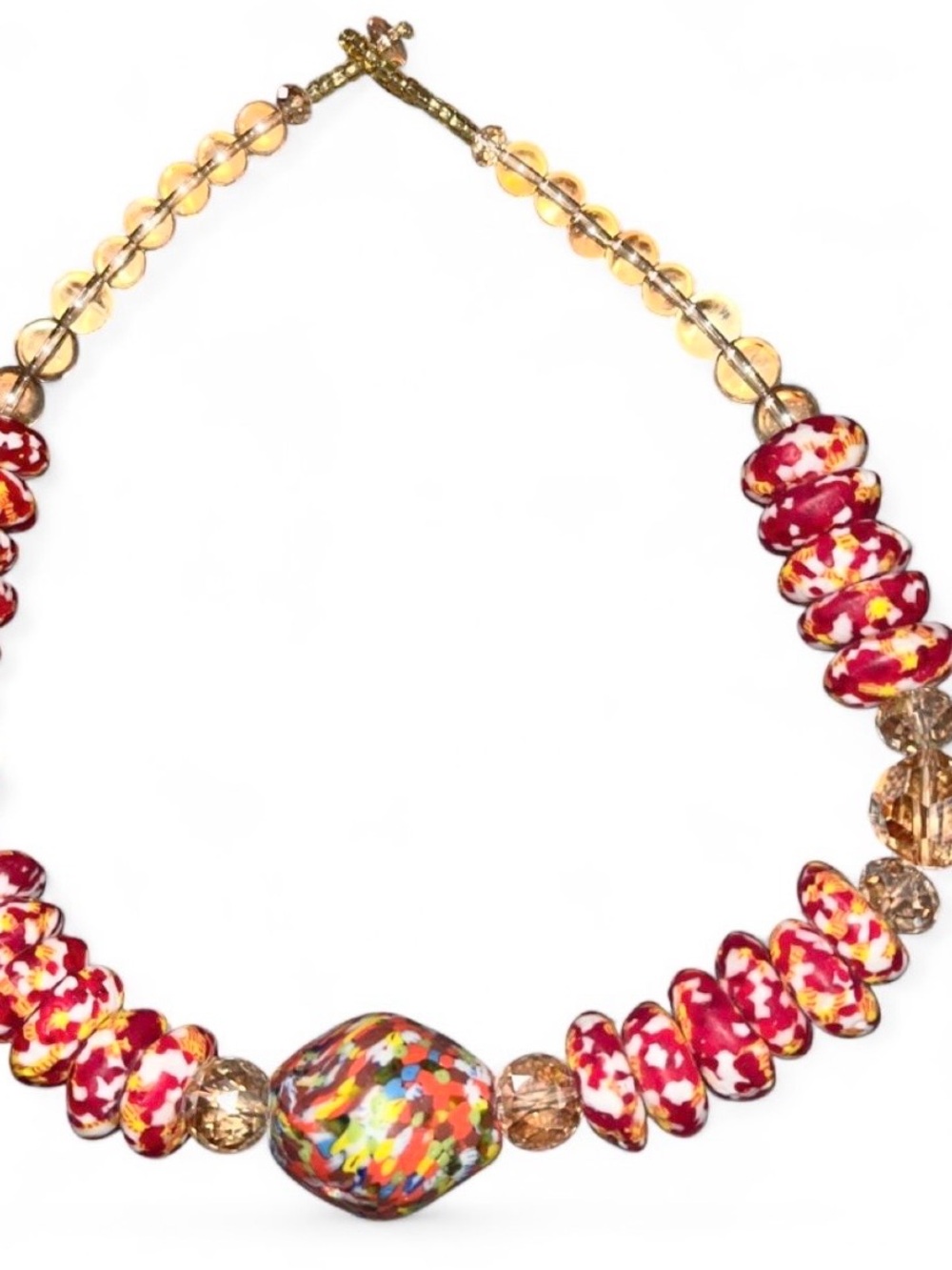 Handcrafted Multicolor Murano with acrylic bead necklace.